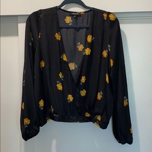 Madewell Bubble Sleeve Wrap Top - Floating Florett